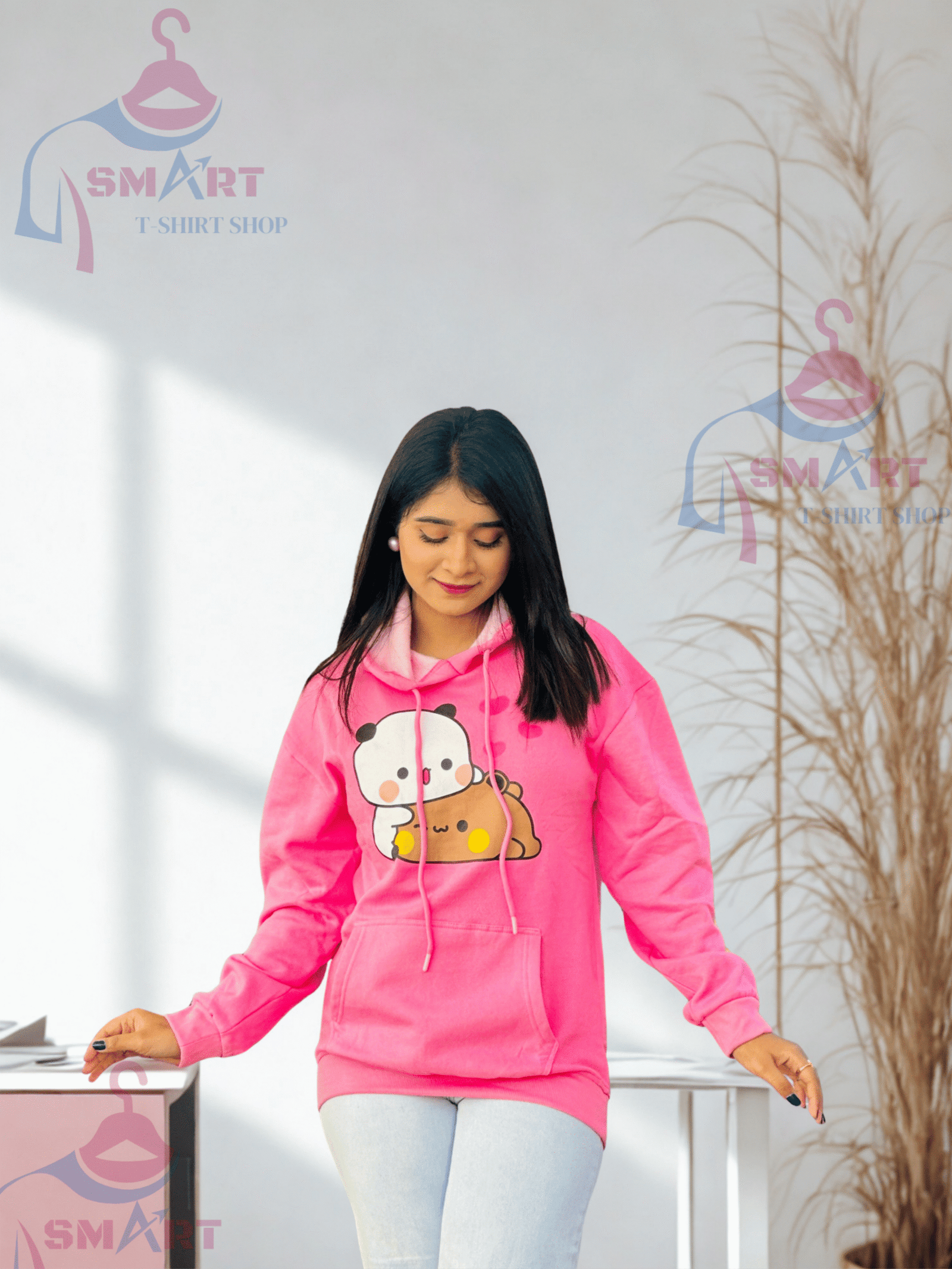 hudi pink স্টাইলিশ হুডি (Teddy Pink) - Image 1