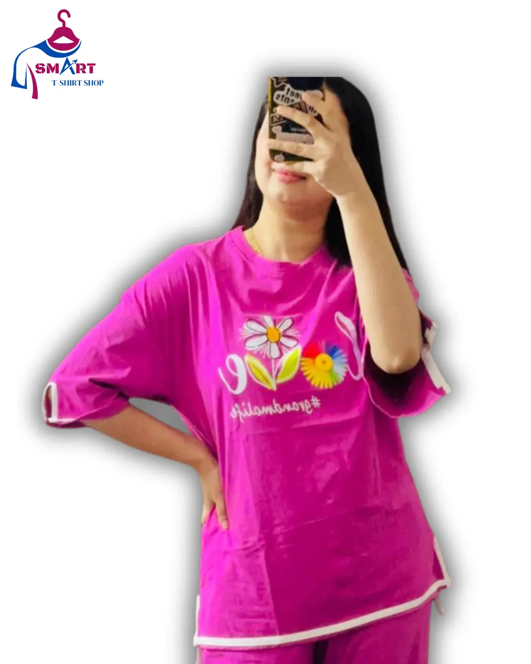 Site Cutting Drop-Shoulder T-Shirt (Hot Pink) Site Cutting Drop-Shoulder T-Shirt (Hot Pink)